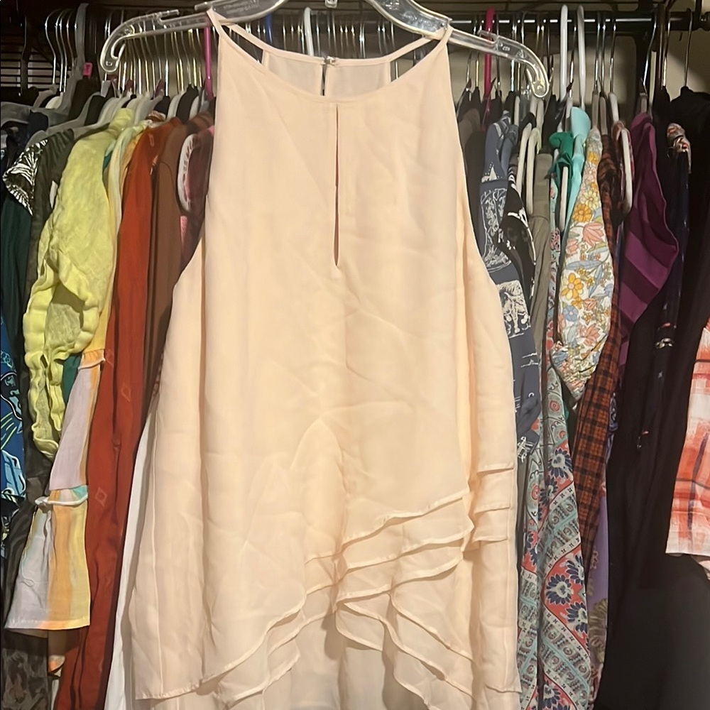 Elegant Ballet Pink silk Sleeveless blouse